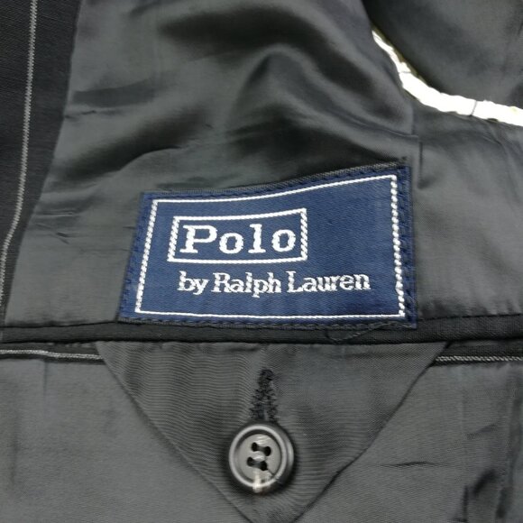 Vintage Polo Ralph Lauren Suit 38R Flannel Wool Chalk Striped 33x29 USA Made - Picture 5 of 16